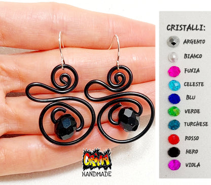 ORECCHINI COLORATI SPIRALE CON CRISTALLO