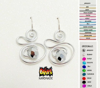 ORECCHINI COLORATI SPIRALE CON CRISTALLO